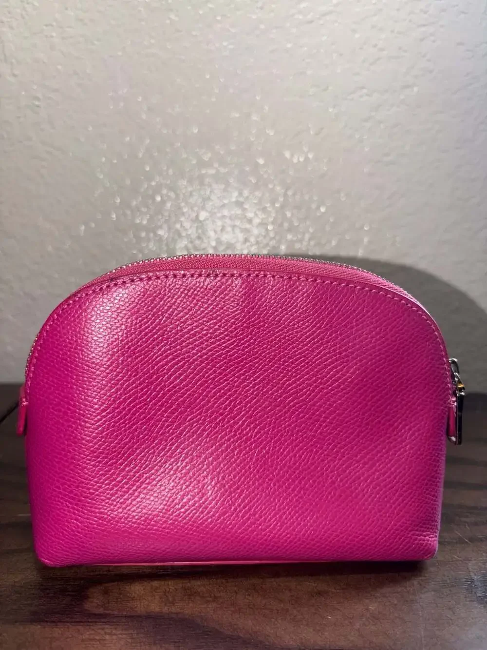 Coach Darcy Bow Cosmetic Case in Hot Pink Leather